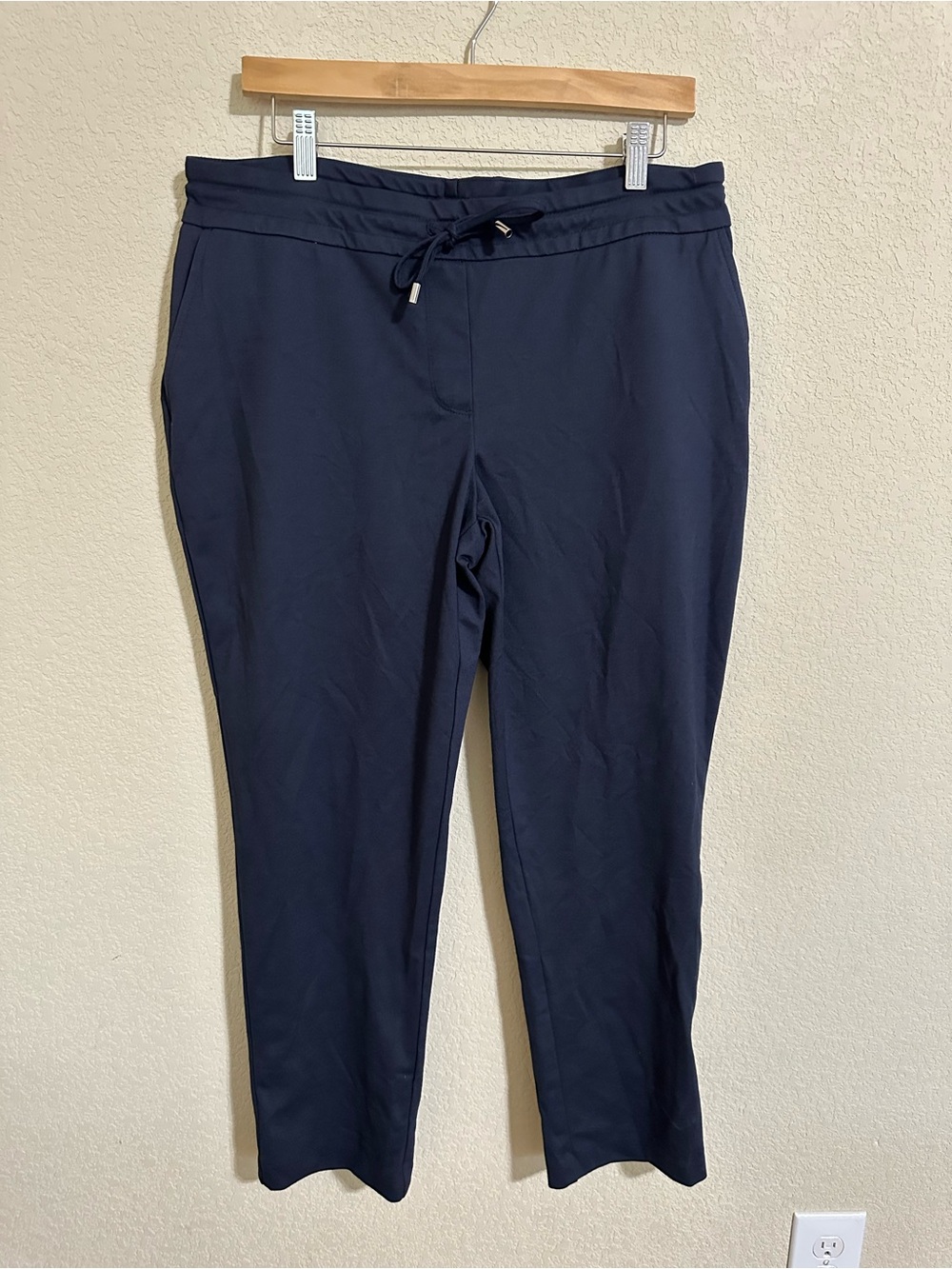 Dalia Navy Drawstring Straight Leg Pants